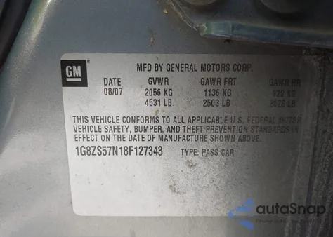 2008 Saturn Aura Xe z USA, uszkodzony, nr VIN 1G8ZS57N18F127343